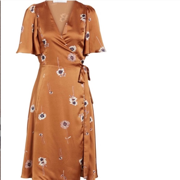 copper wrap dress